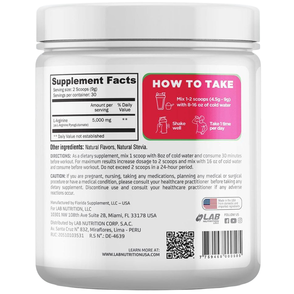 Arginine Free Form Amino Acid Lab Nutrition