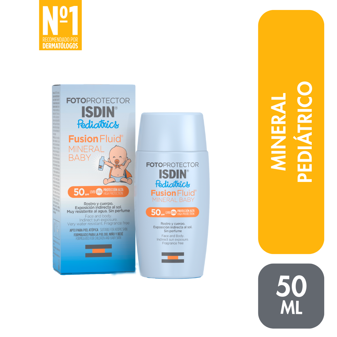 Fotoprotector Isdin Pediátrico Baby Fusión Fluido Mineral FPS 50+ - Frasco 50 ML