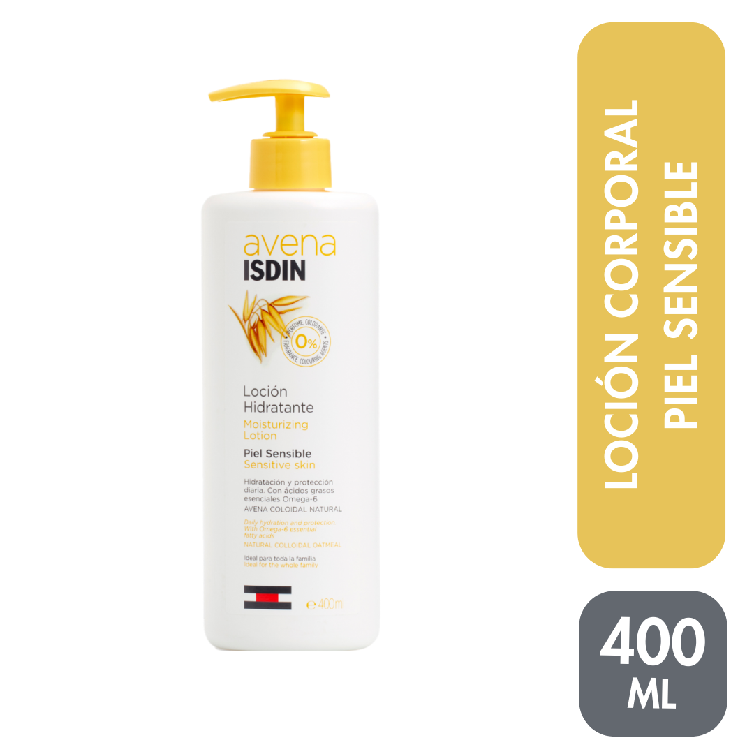 Loción Hidratante ISDIN Avena para Piel Sensible Frasco x400ml.