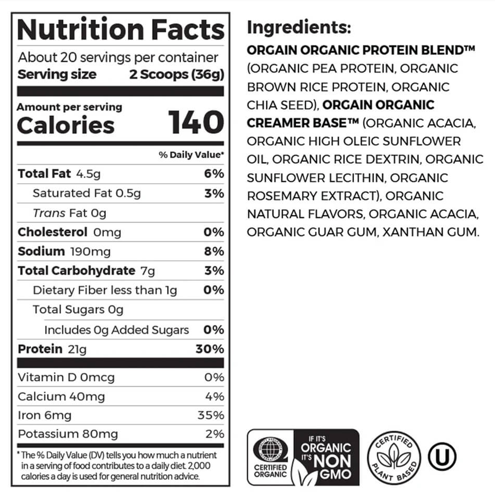 Orgain Organic Protein Natural Unsweetened