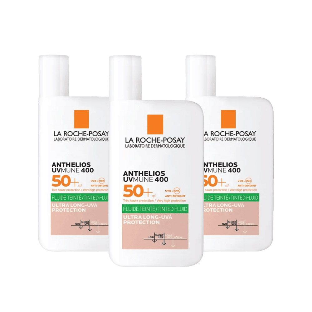 Tripack Protector Solar lrp Anthelios UVMune 400 Oil Control Fluido con color FPS 50+