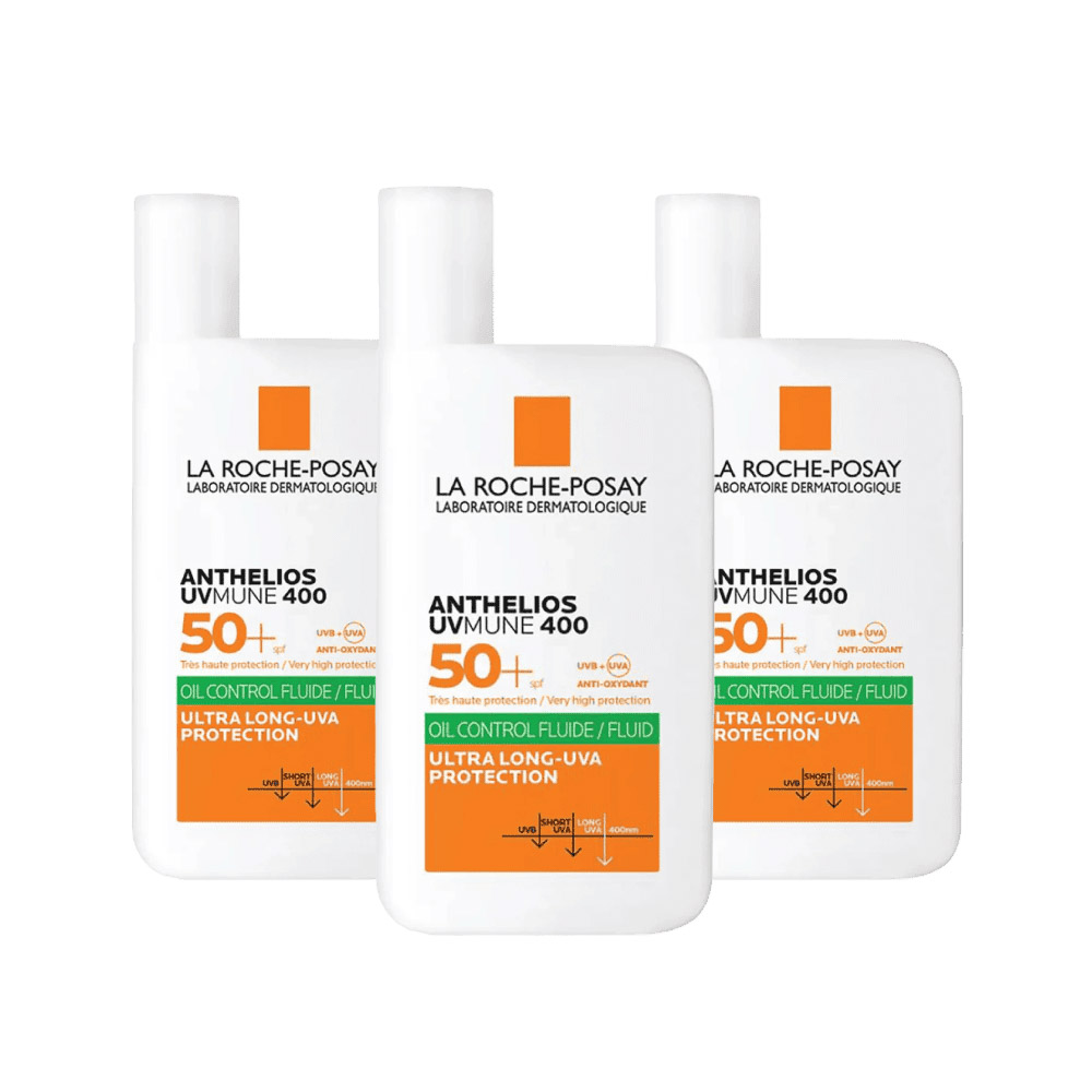 Tripack Protector Solar lrp Anthelios UVMune 400 Oil Control Fluido Invisible FPS 50+
