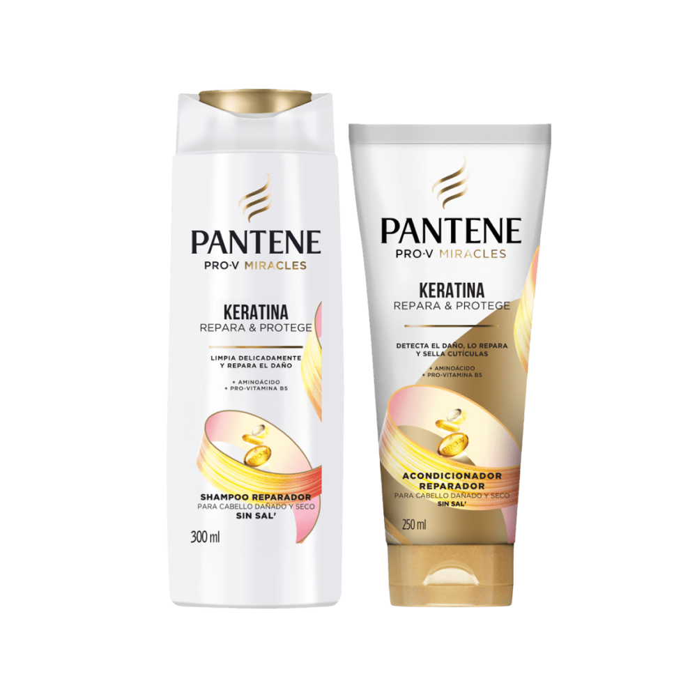 Pack Pantene Keratina: Shampoo 300ml + Acondicionador 250ml