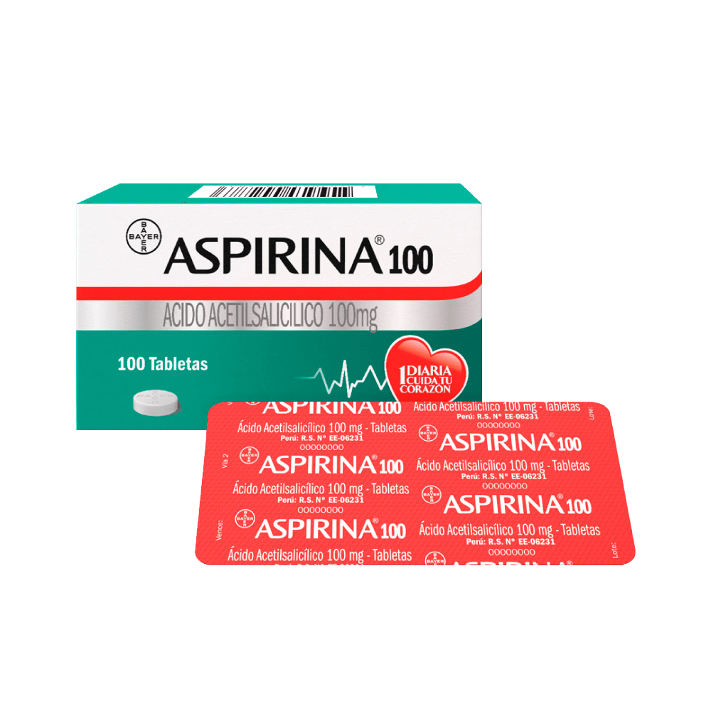 Aspirina 100mg Tableta Caja x 100 Unidades