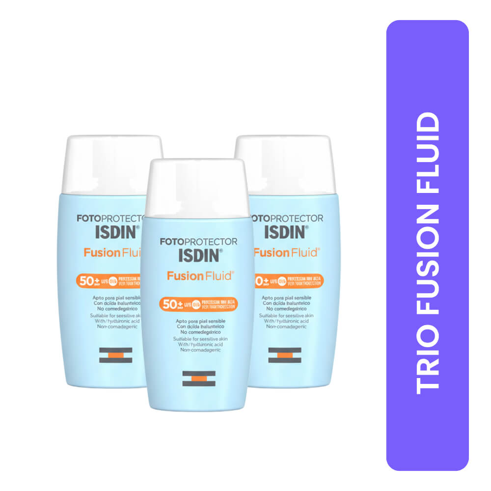 Tripack Fotoprotector Fusion Fluido Ultraligero SPF 50 piel normal a seca Isdin