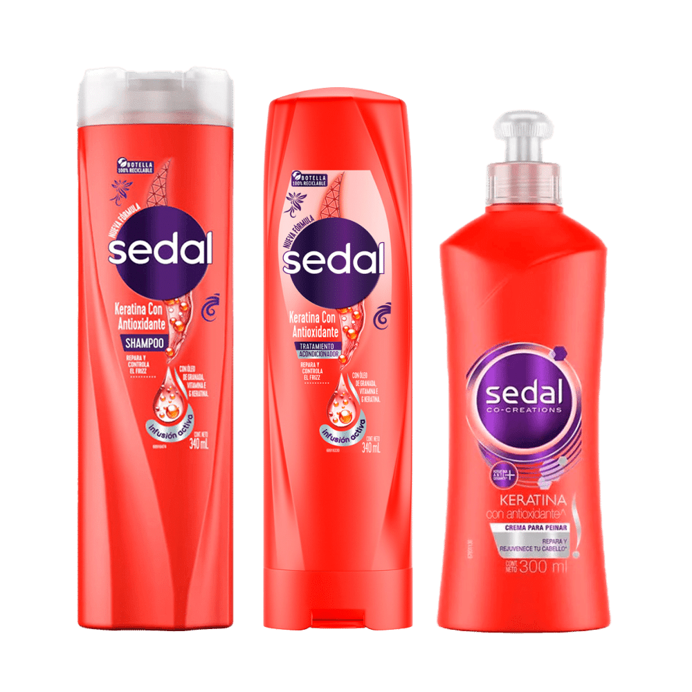 Pack Sedal Keratina: Shampoo + Acondicionador + Crema de Peinar