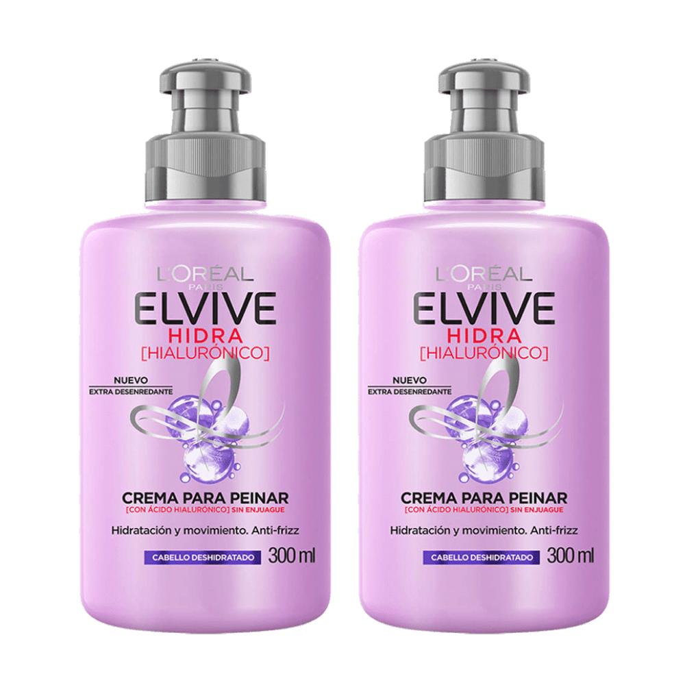 Twopack Crema Para Peinar Elvive Hidra Hialurónico Para Cabello Deshidratado Frasco 300ml Twopack Crema Para Peinar Elvive Hidra Hialurónico Para Cabello Deshidratado Frasco 300ml