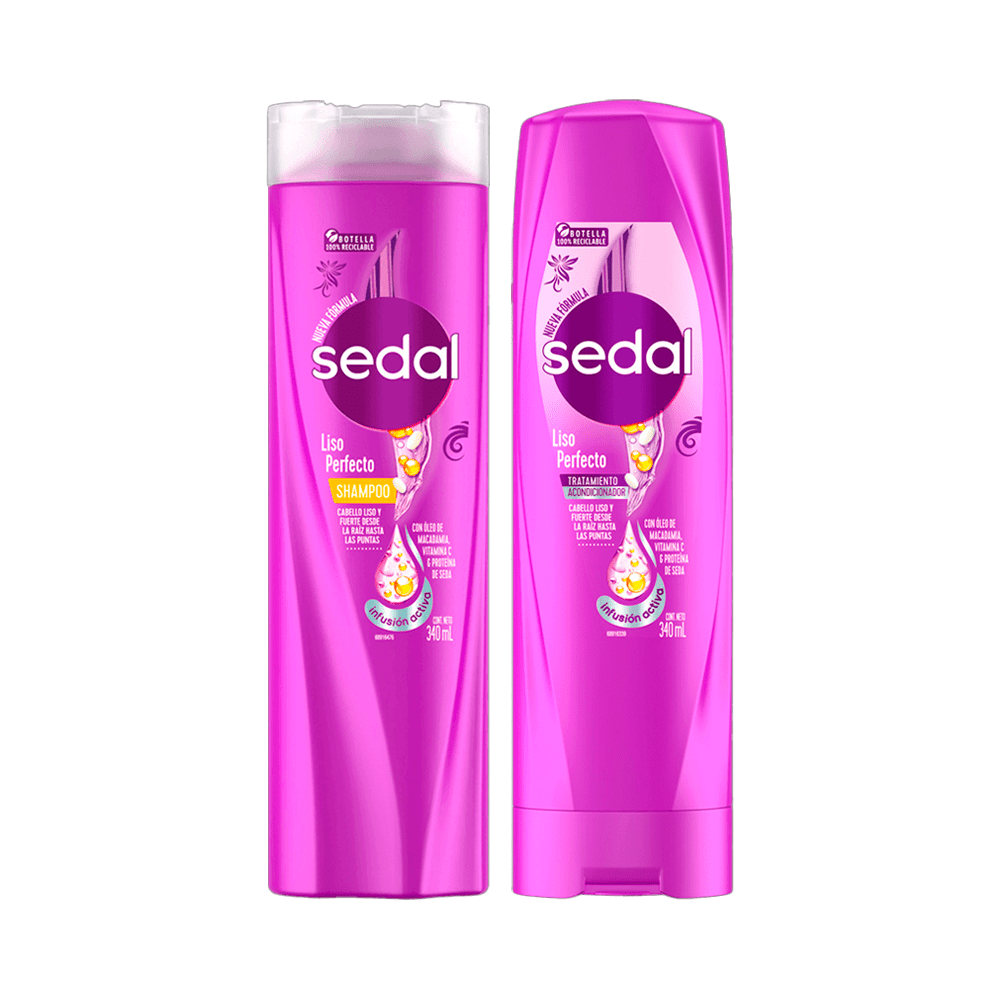 Pack Sedal Liso Perfecto: Shampoo 340ml + Acondicionador 340ml Pack Sedal Liso Perfecto: Shampoo 340ml + Acondicionador 340ml