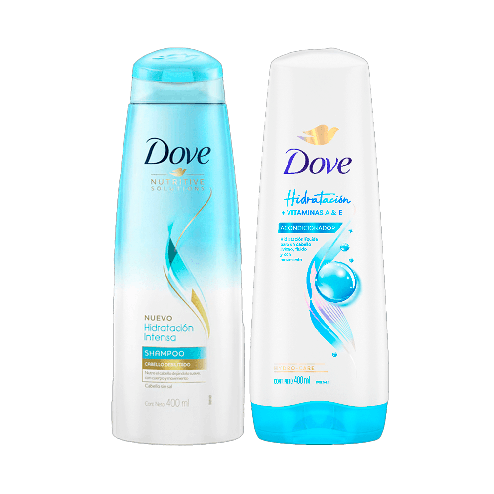 Pack Dove Hidratación Intensa: Shampoo 400ml + Acondicionador 400ml