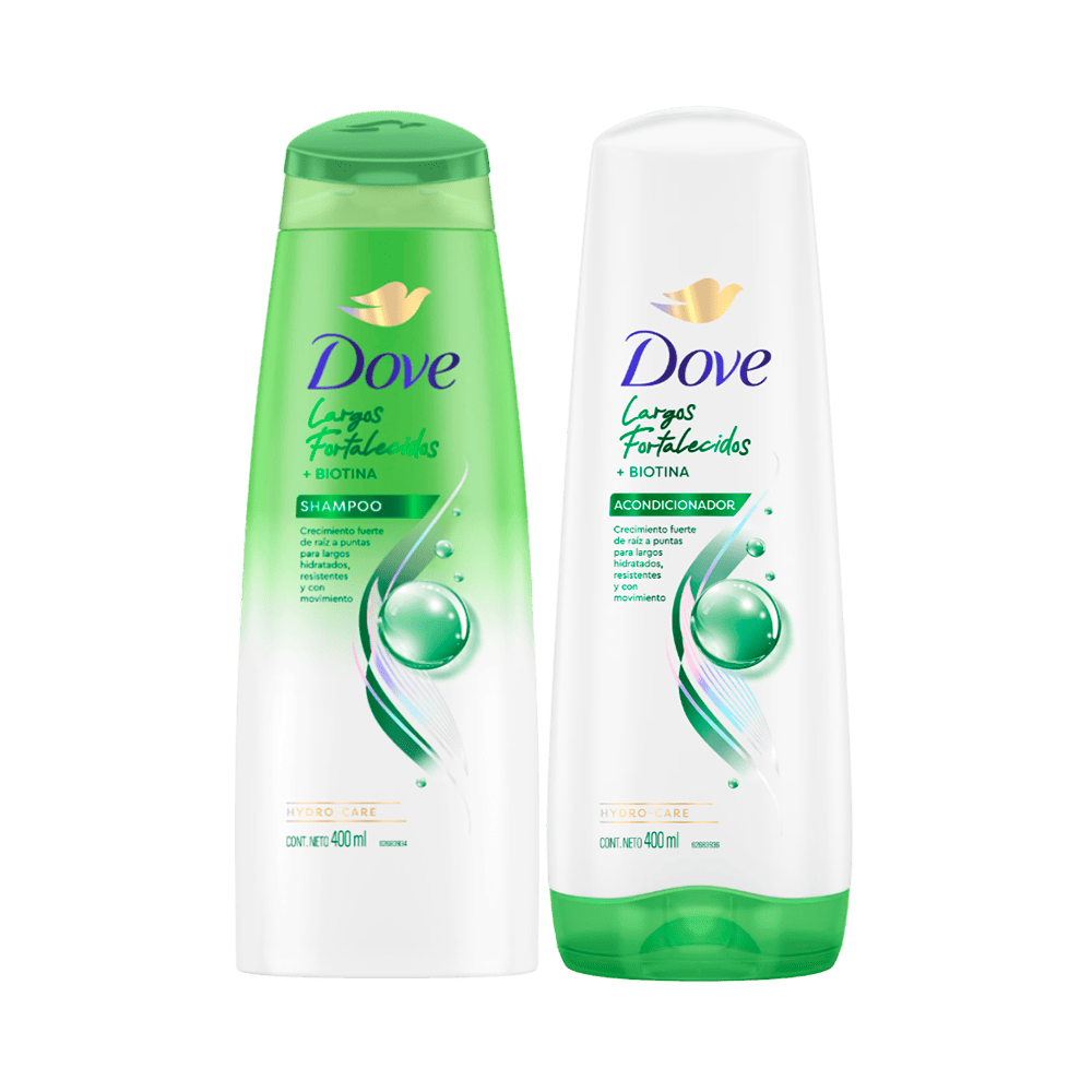 Pack Dove Lazos Fortalecidos Biotina: Shampoo 400ml + Acondicionador 400ml