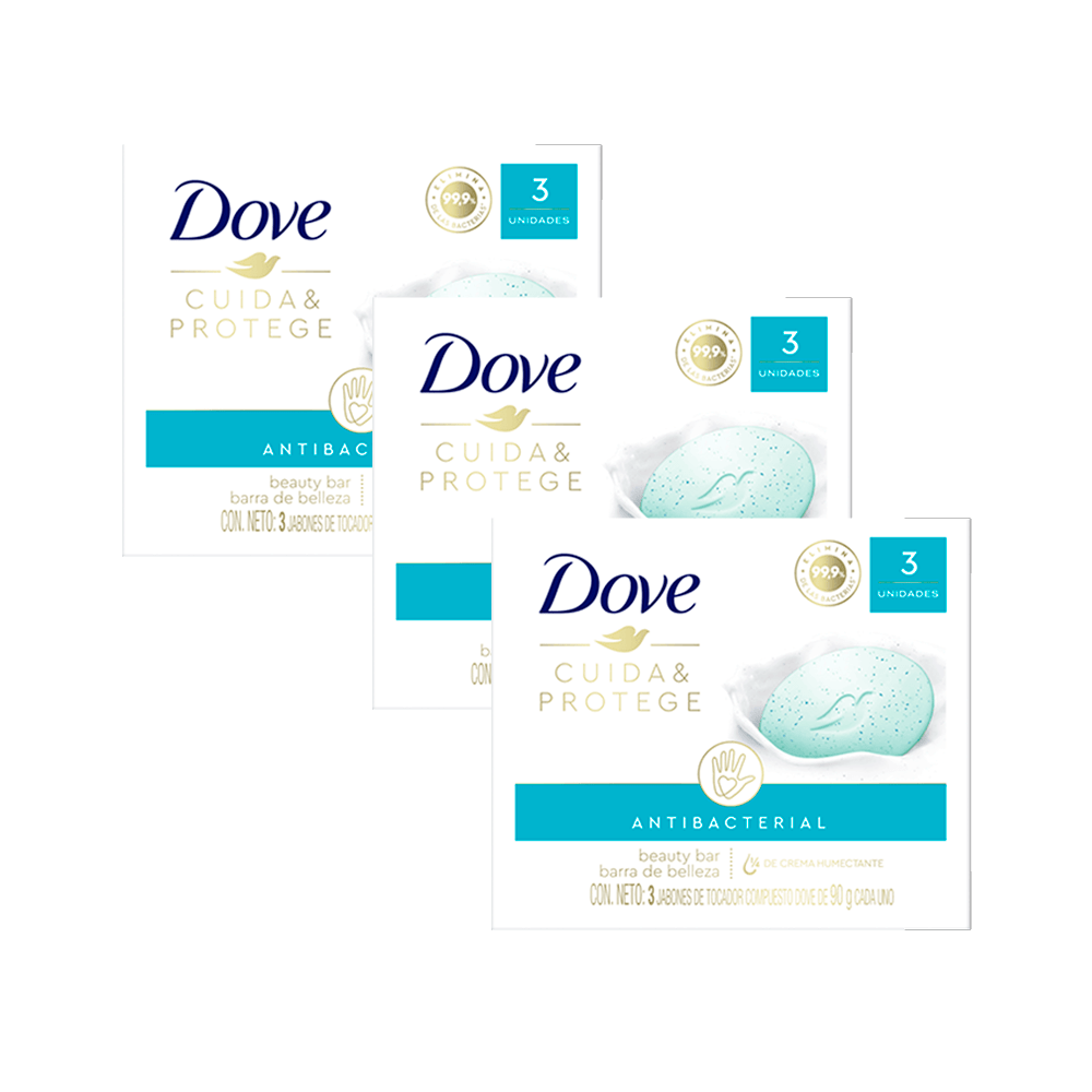 Tripack Jabón en Barra Dove Cuida y Protege Beauty 90gr paquete 3un