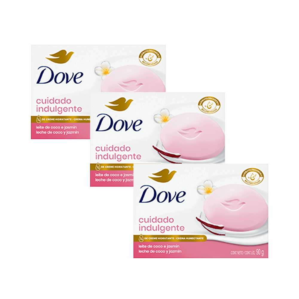 Tripack Jabón en Barra Dove Leche de Coco Barra 90gr