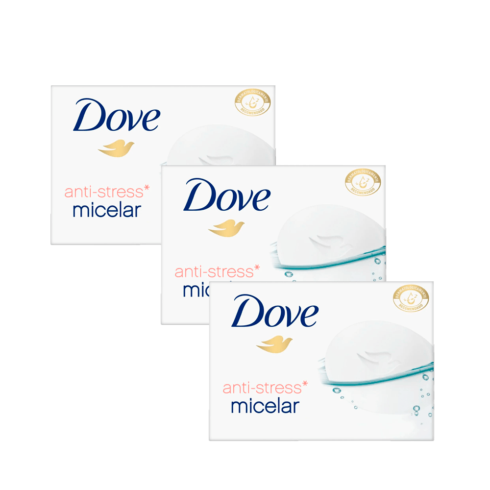 Tripack Dove jabón de tocador micelar antiestress 90gr paquete 3un