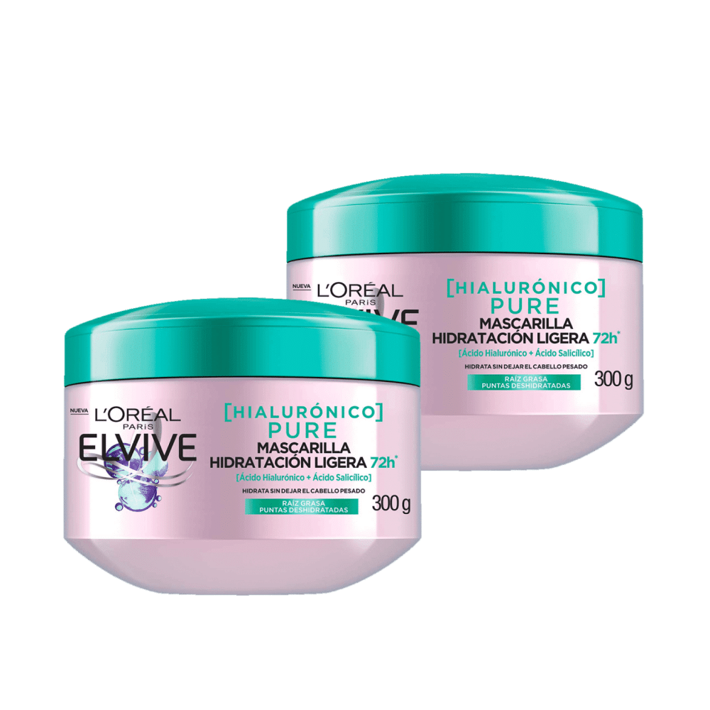 Twopack Crema Tratamiento Elvive Hialuronico Pure Hidratacion Ligera Pote 300gr
