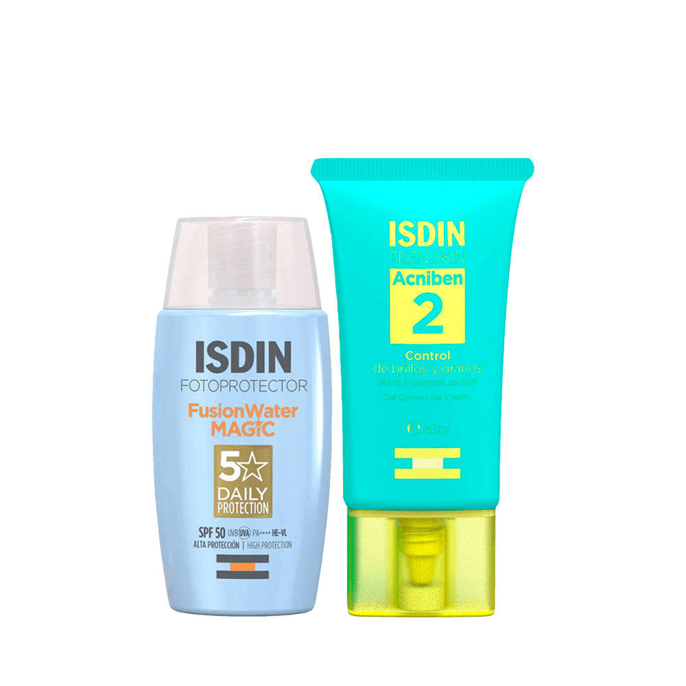 Pack Isdin: Acniben Control Brillos y Granos Gel + Fusion Water Magic Pack Isdin: Acniben Control Brillos y Granos Gel + Fusion Water Magic