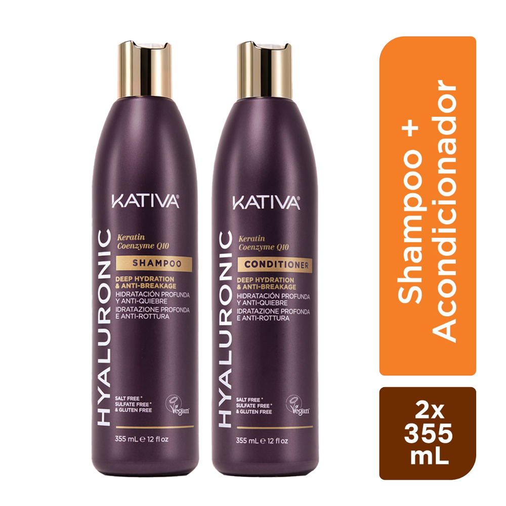 Pack Kativa Hyaluronic: Shampoo + Acondicionador 355ml