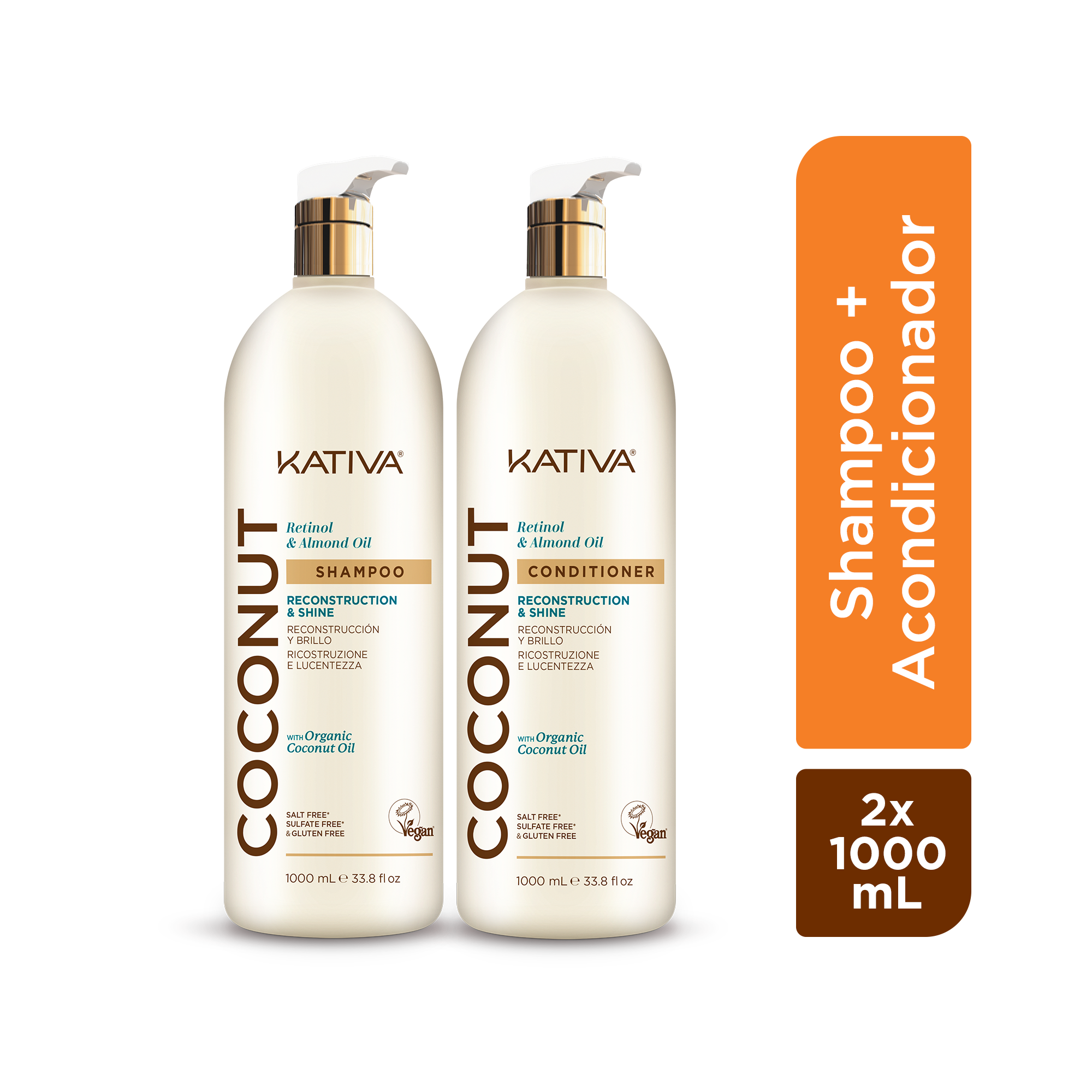 Pack Kativa Coconut: Shampoo + Acondicionador 1000ml