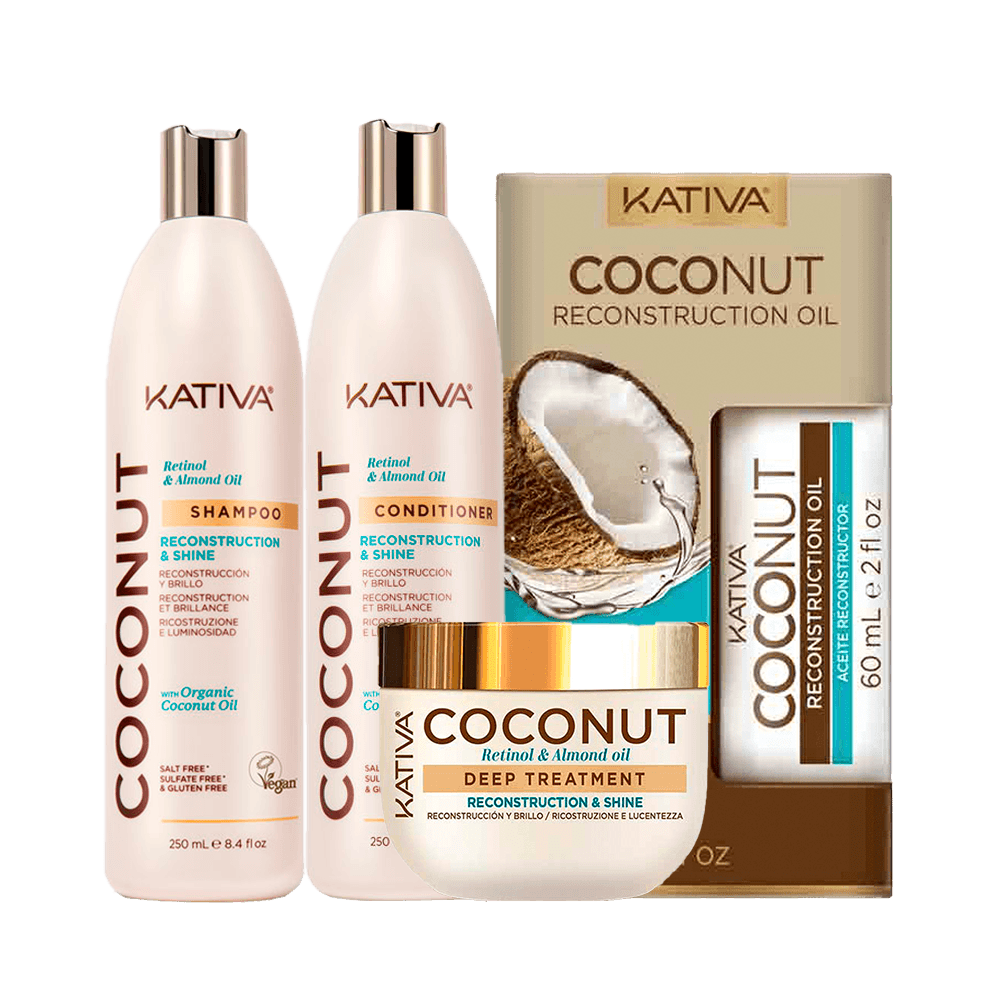 Pack Kativa Coconut: Shampoo + Acondicionador + Tratamiento + Aceite
