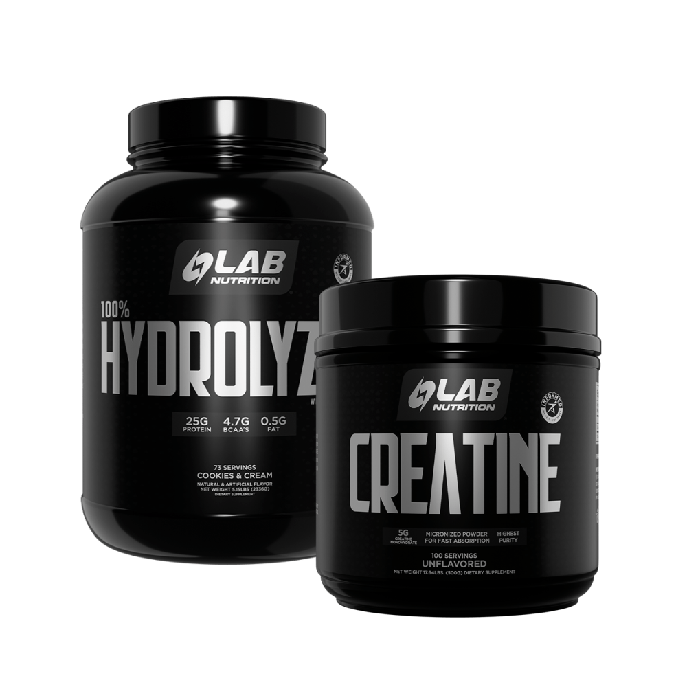 Pack Lab Nut: Proteína 100% Hydrolyzed Cookies & Cream + Creatina