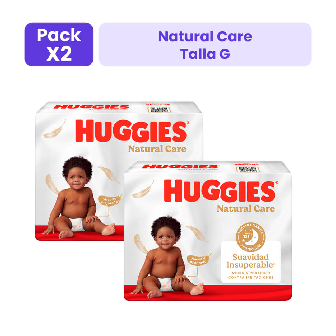 Pack 02 Huggies Natural Care G Bolsa 66un
