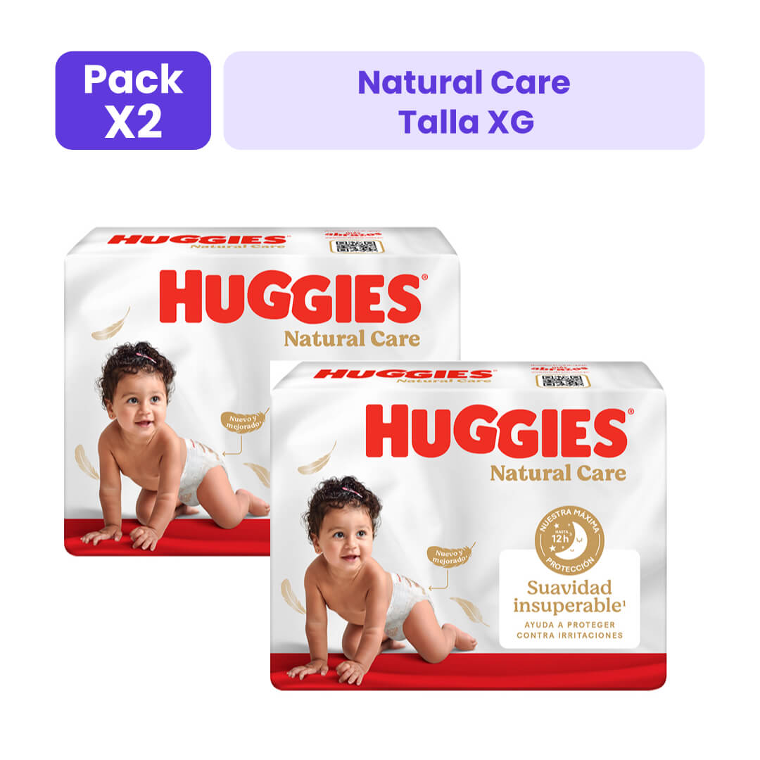 Pack 02 Huggies Natural Care XG Bolsa 60un