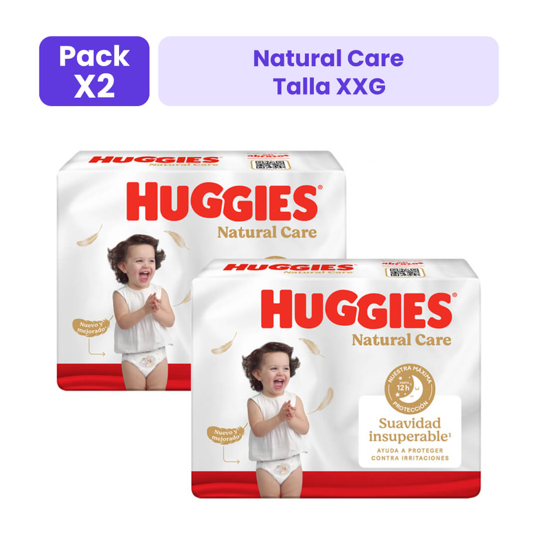 Pack 02 Huggies Natural Care XXG Bolsa 58un Pack 02 Huggies Natural Care XXG Bolsa 58un