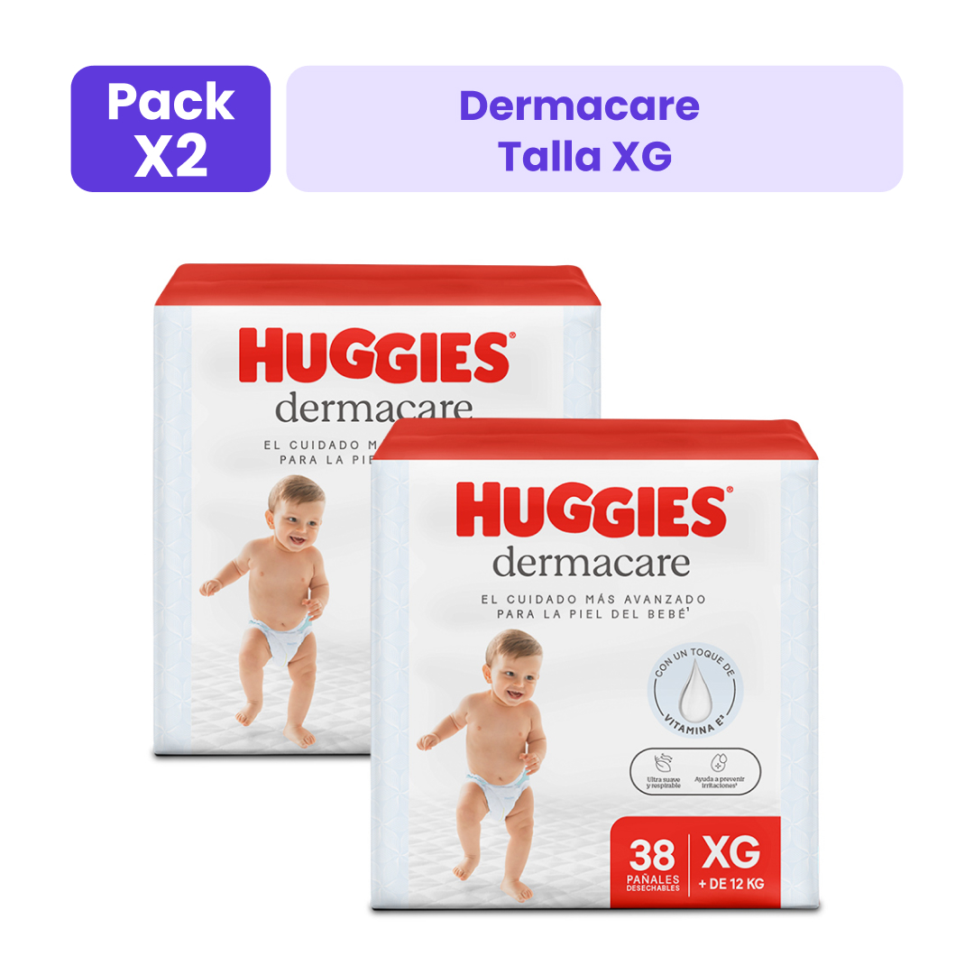 Pack 02 Huggies Dermacare XG Bolsa 38un