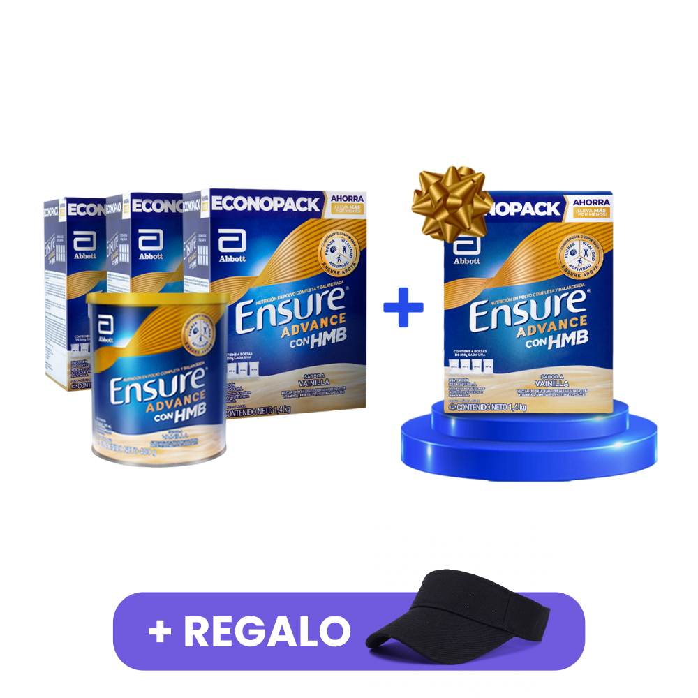 Pack Ensure Adv: 3 Caj 1.4kg + 1 Lata 400gr + Regalo 1.4kg Vainilla