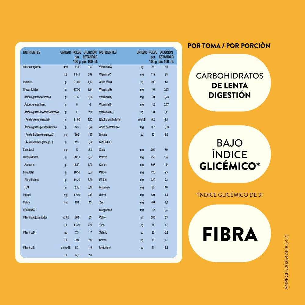 Glucerna complemento nutricional triple care lata sabor vainilla.