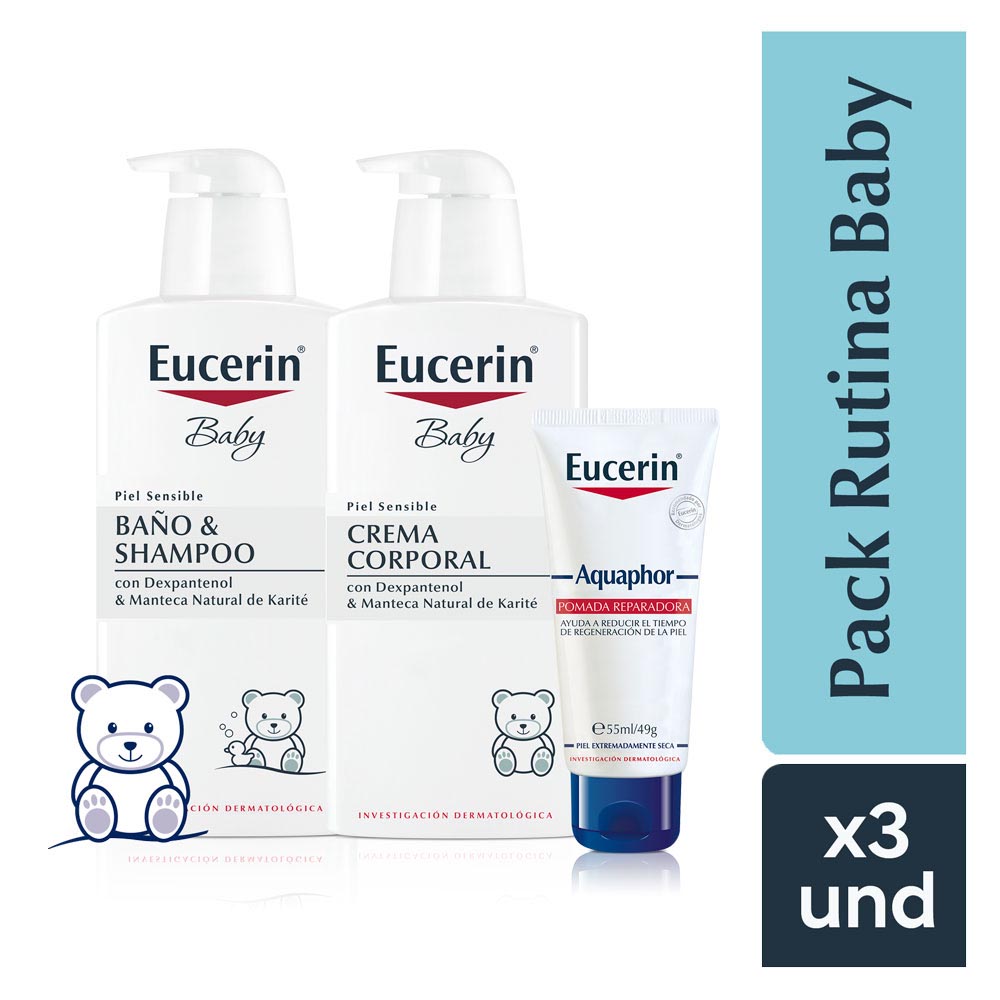 Pack Rutina Eucerin Baby Shampoo + Crema + Pomada